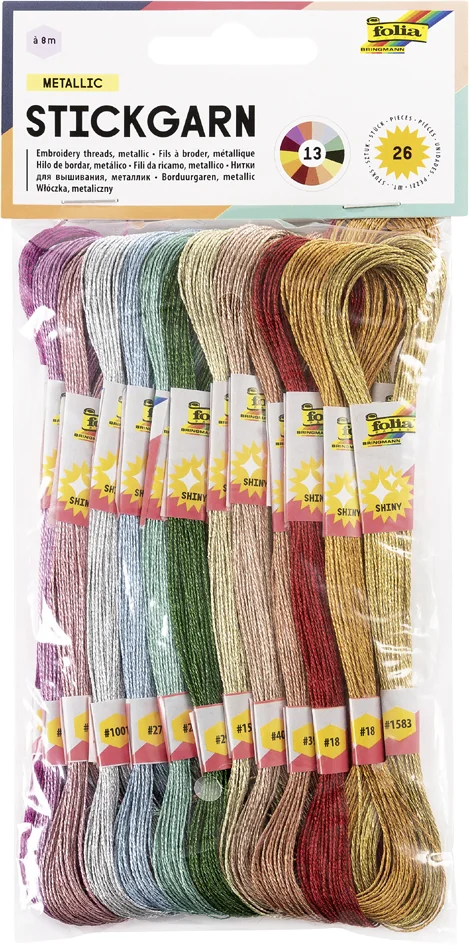 folia Fil à broder 'Metallic', 26 échevettes de 8 m, assorti - OEM 23994