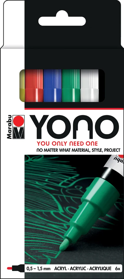 Marabu Feutre acrylique 'YONO', 1,5 - 3,0 mm, set de 6 - OEM 1240000004002