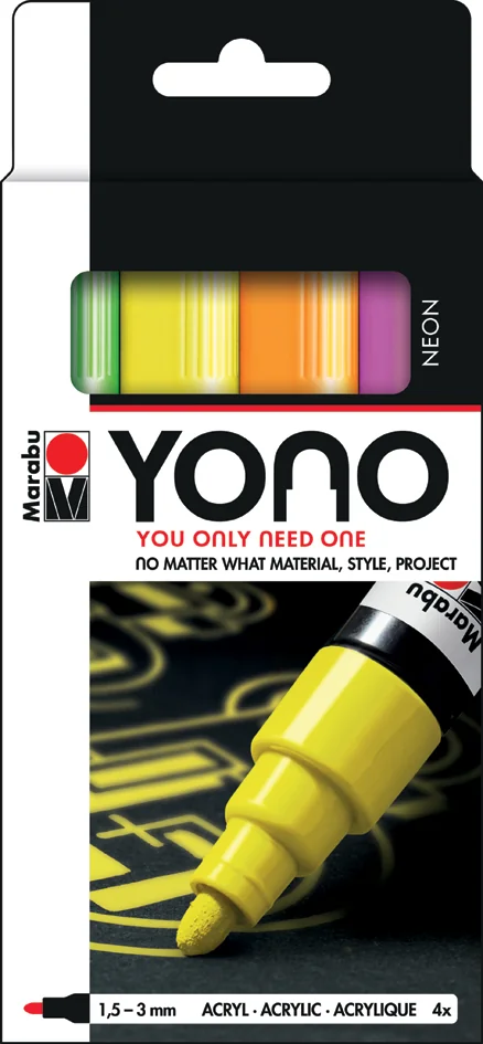 Marabu Feutre acrylique 'YONO', 1,5 - 3,0 mm, set de 4 FLUO - OEM 1240000004000