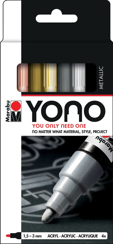 Marabu Feutre acrylique 'YONO', 1,5 - 3,0 mm, set de 4 METAL - OEM 1240000004001