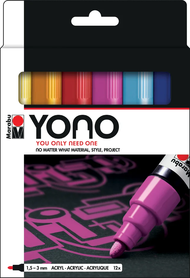 Marabu Feutre acrylique 'YONO', 1,5 - 3,0 mm, set de 12 - OEM 1240000004004