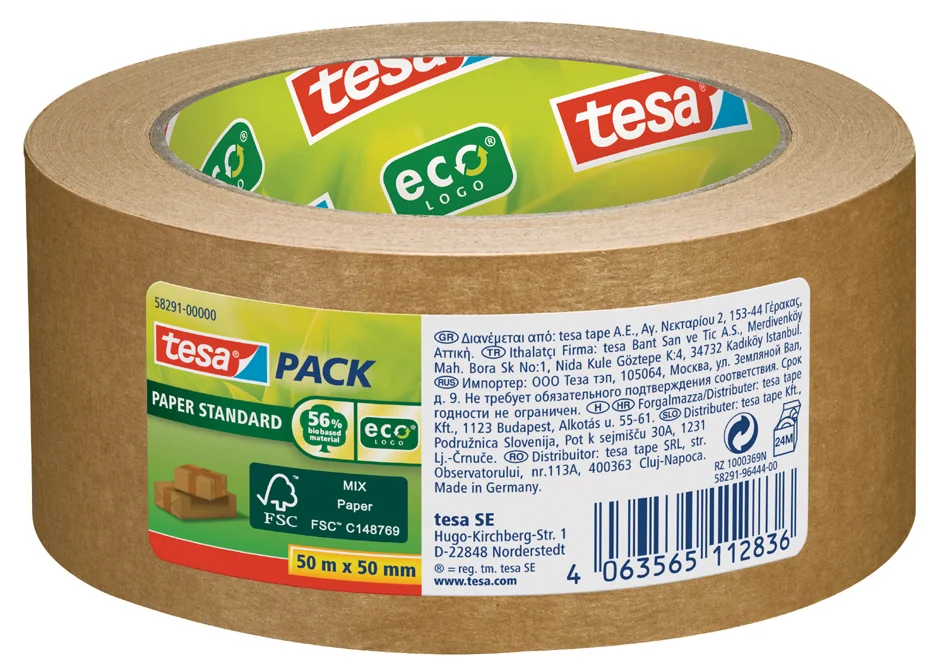 tesapack Ruban adhésif d'emballage PAPER ecoLogo, 50mm x 50m - OEM 58291-00000-00