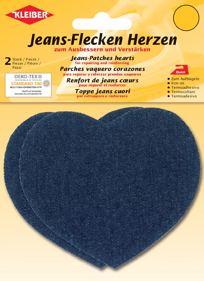 KLEIBER Patch thermocollant pour jeans Coeur, bleu foncé - OEM 34321
