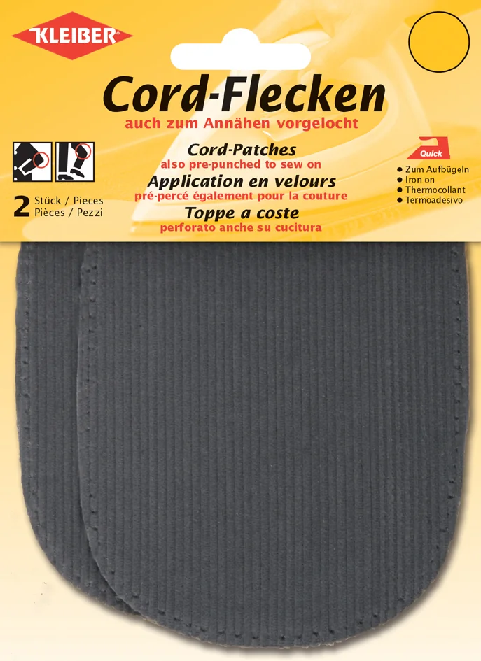 KLEIBER Patch thermocollant en velours côtelé, gris clair - OEM 39001