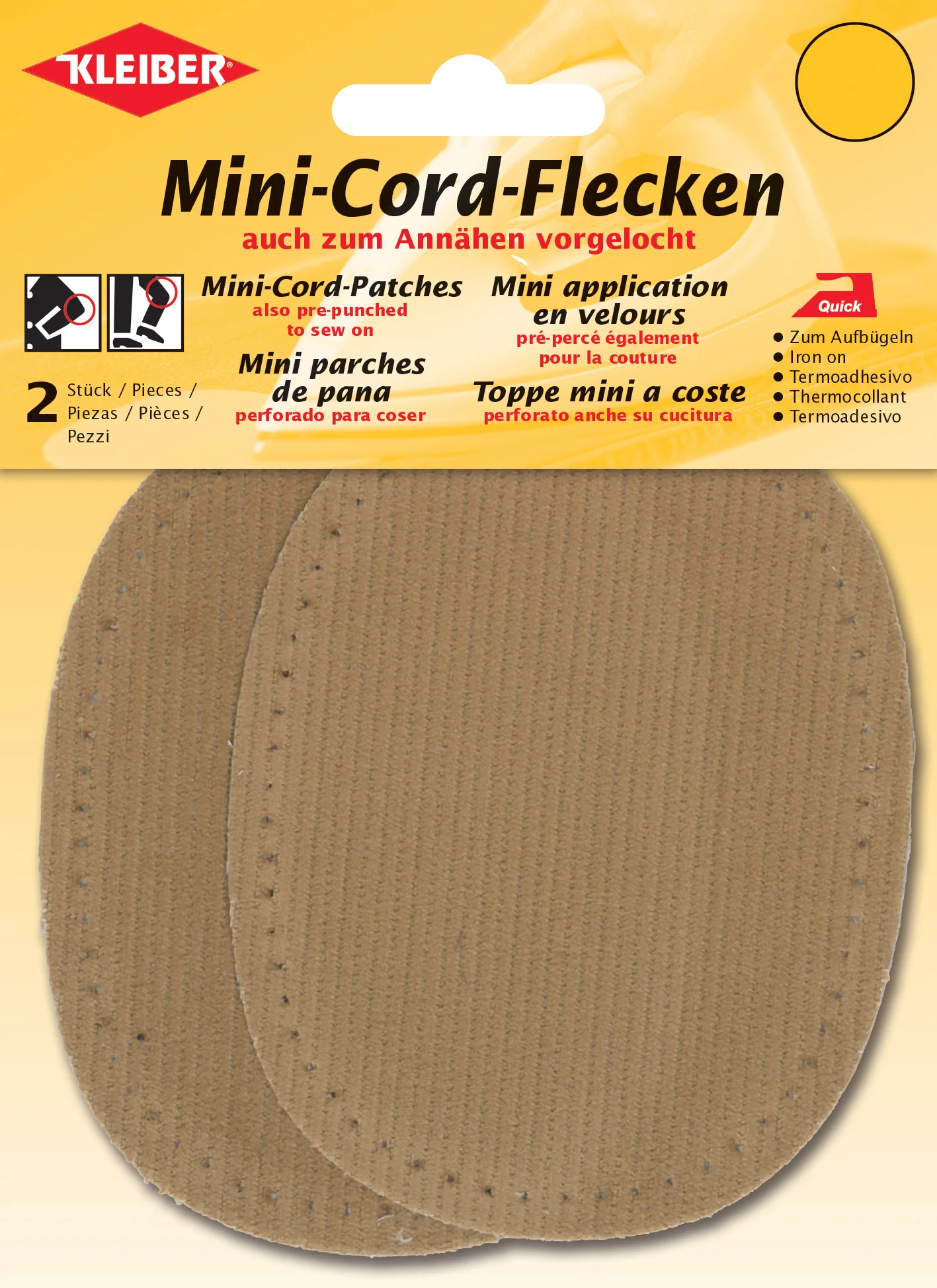 KLEIBER Mini patch thermocollant, fin velours côtelé, bleu - OEM 39304