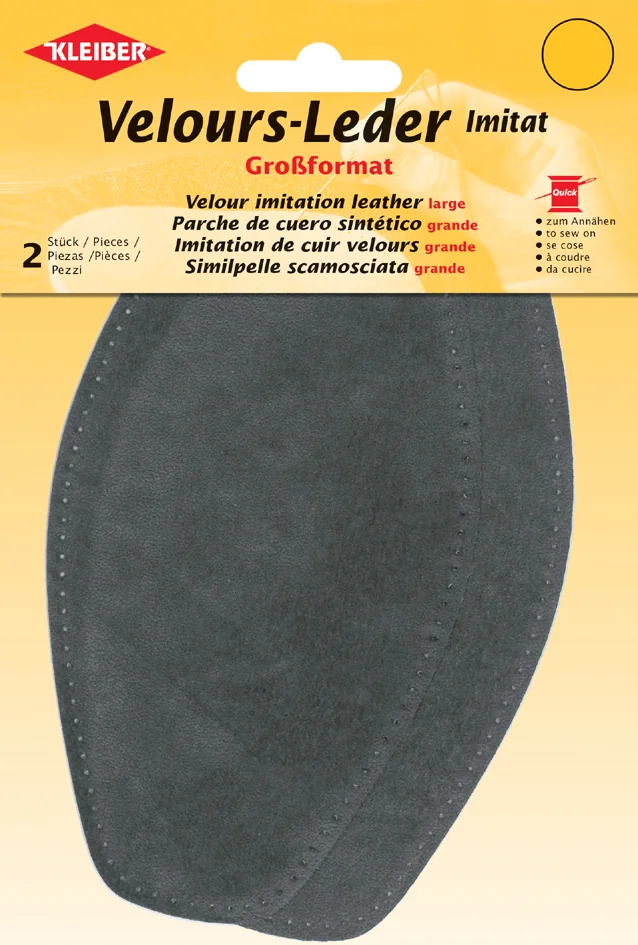 KLEIBER Patch imitation cuir velours, 185x95 mm, gris moyen - OEM 89501