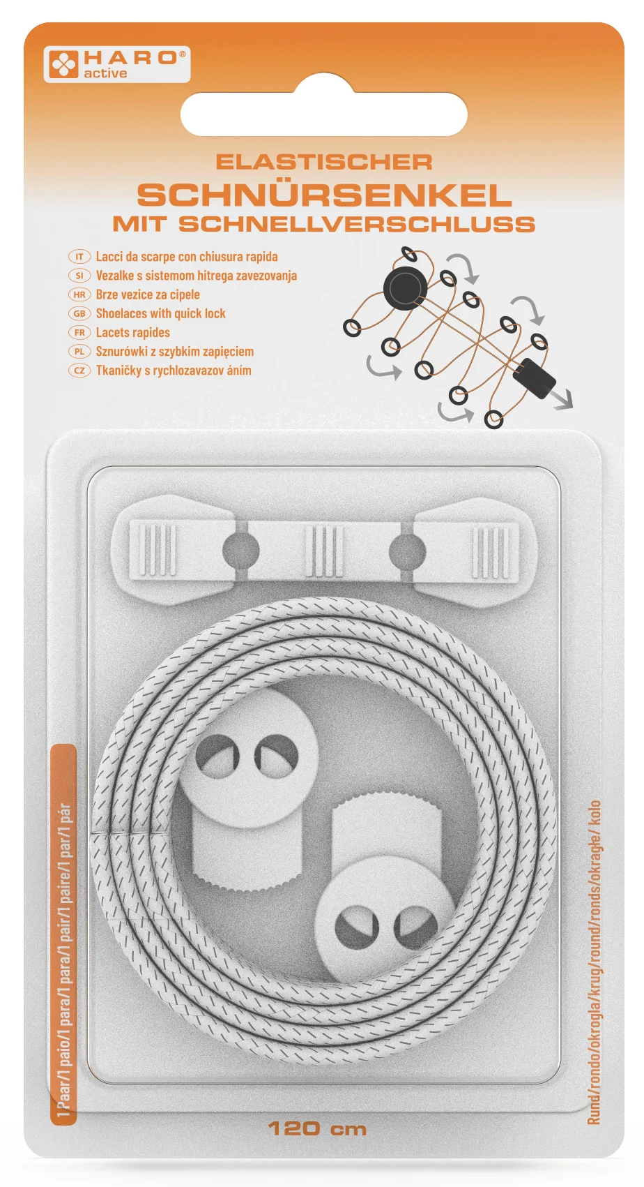 HARO Lacets à laçage rapide, plat, blanc, 1.200 mm - OEM 10058