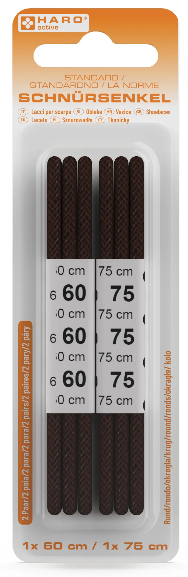 HARO Lacets Standard, rond, 600/750 mm, marron clair - OEM 10147