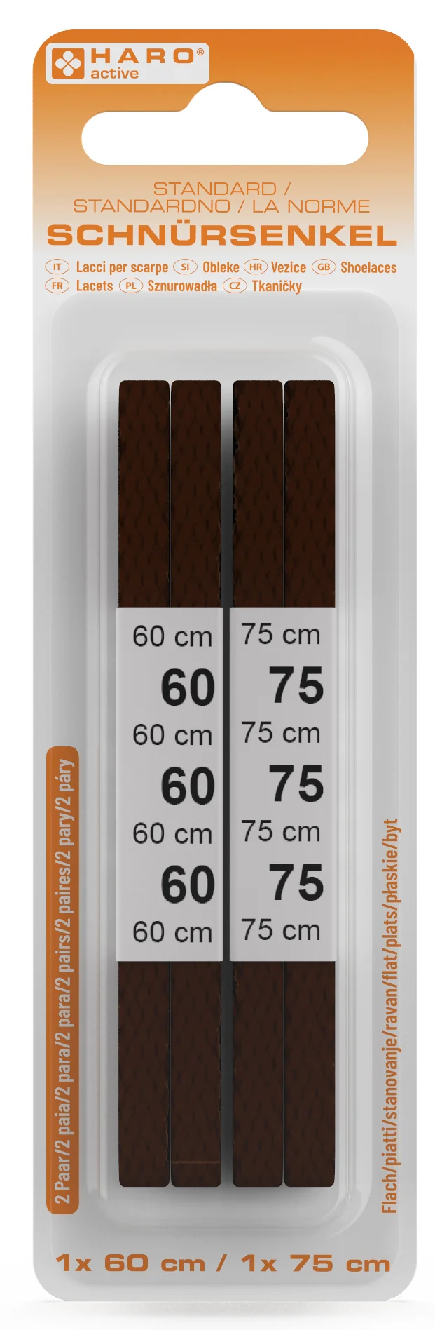 HARO Lacets Standard, plat, 600/750 mm, marron foncé - OEM 10146