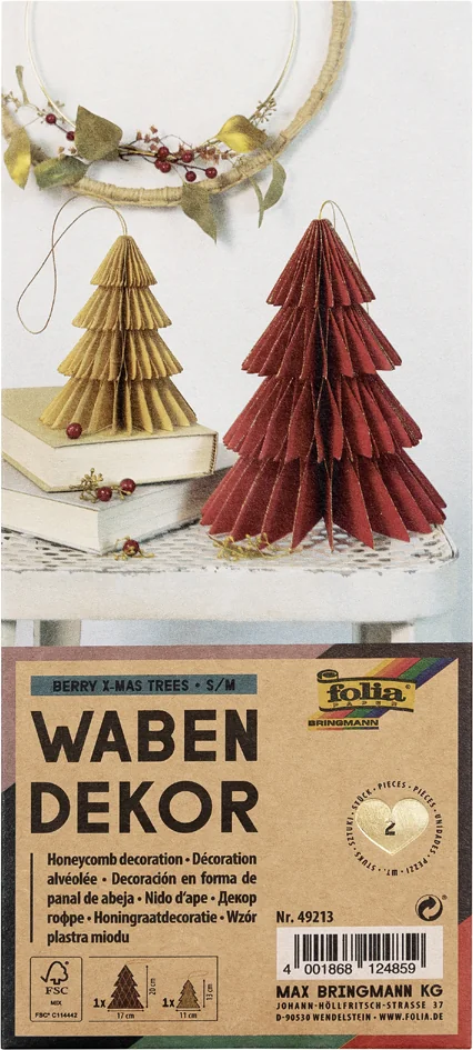 folia Décoration alvéolée BERRY XMAS TREE, set de 2, S/M - OEM 49213