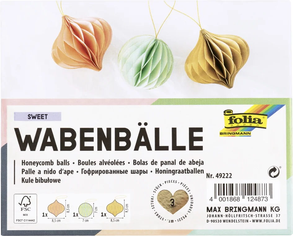 folia Boule alvéolée SWEET, set de 3 boules - OEM 49222