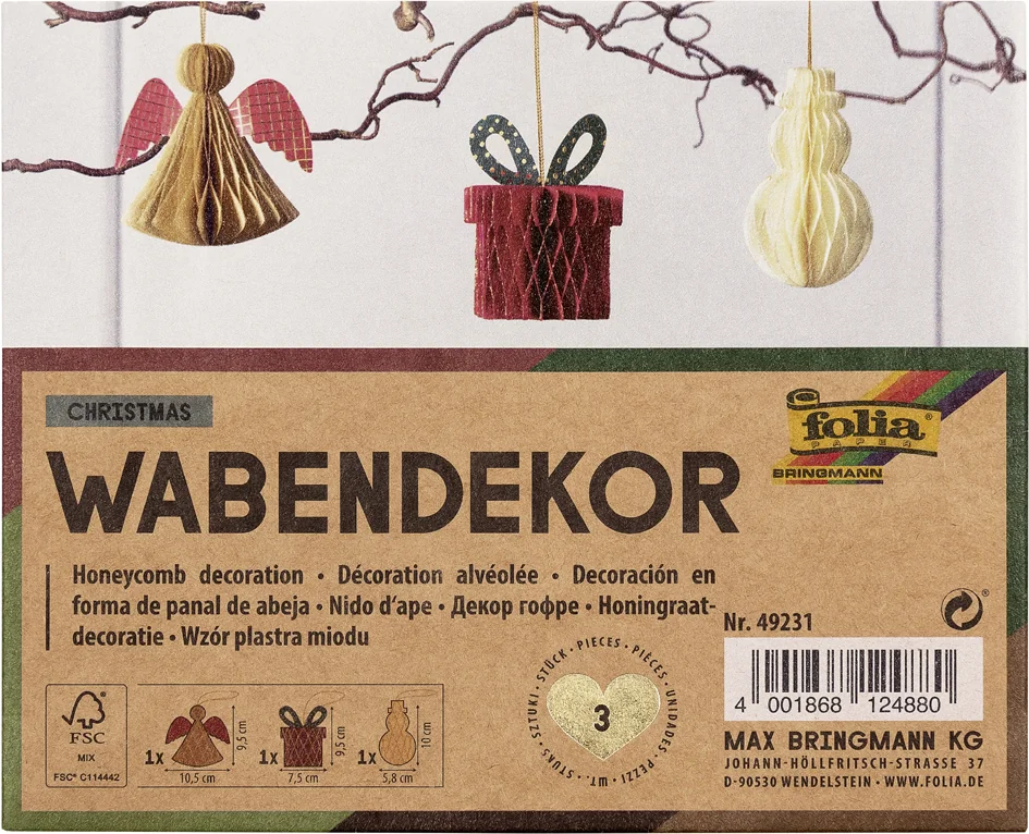 folia Décoration alvéolée CHRISTMAS, set cadeau de 3 - OEM 49231
