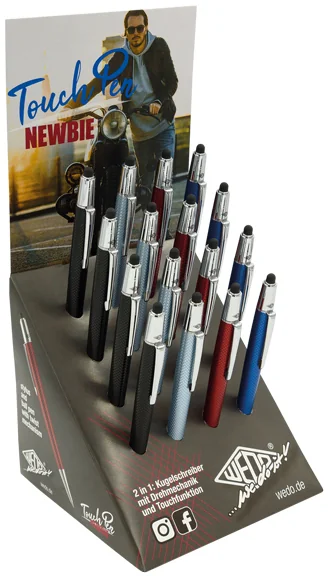 WEDO Stylet / Stylo à bille 2en1 NEWBIE, présentoir de 16 - lot de 16 - OEM 261 22072