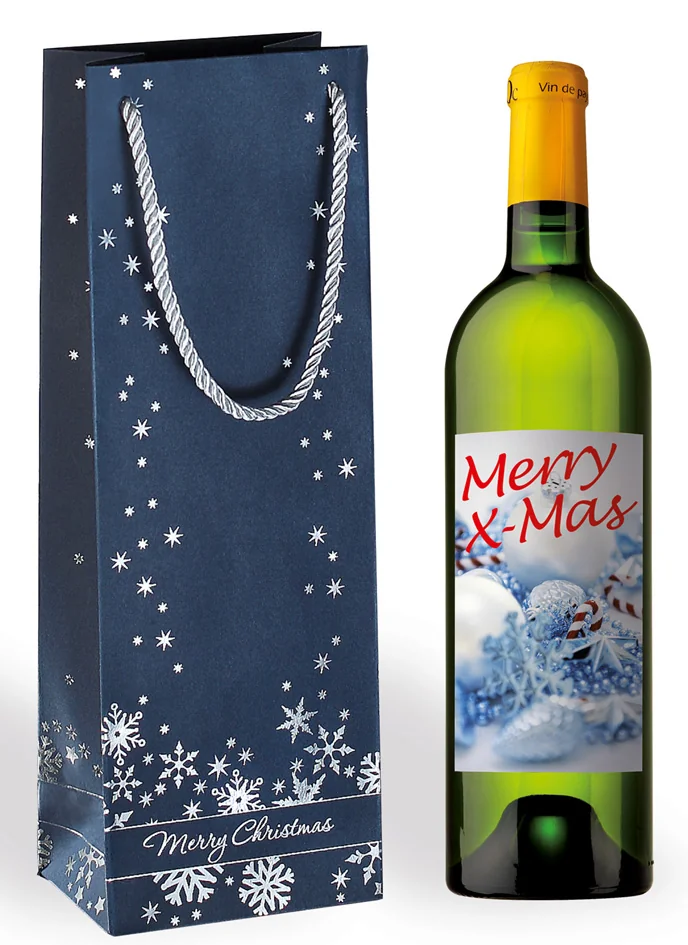 sigel Sac cadeau de Noël pour bouteille 'Silver Snowflakes' - OEM GT112