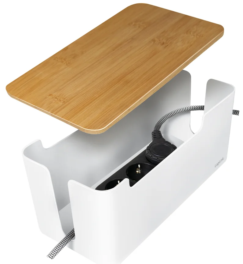 LogiLink Boîte à câble, avec couvercle en bambou, blanc - OEM KAB0075