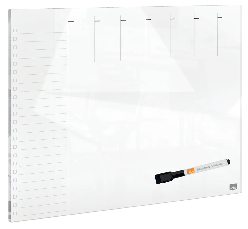 nobo Tableau blanc en verre planning hebdomadaire, blanc - OEM 1915602