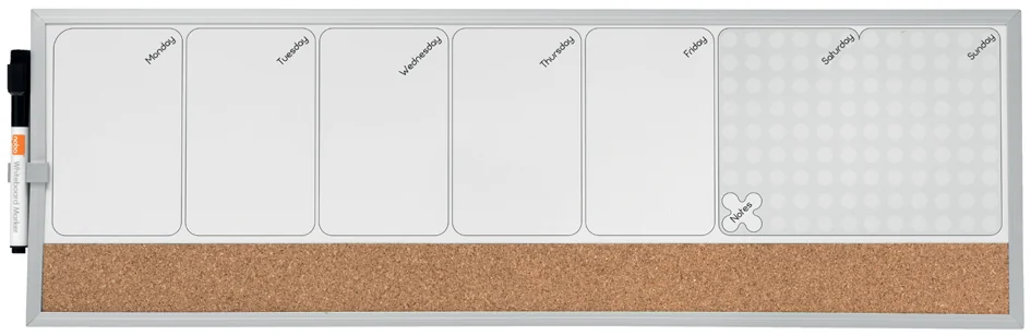 nobo Planning hebdomadaire combiné, tableau blanc/liège - OEM 1903780