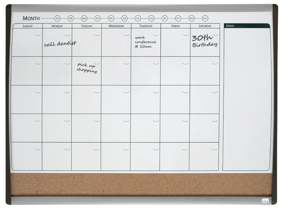 nobo Tableau combiné à grille de calendrier, (l)585x(H)430mm - OEM 1903813