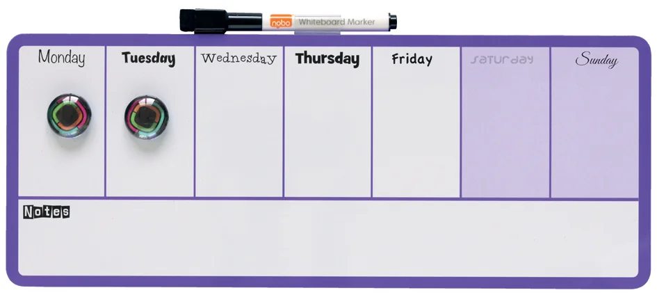 nobo Tableau blanc planning hebdomadaire, (L)360 x (H)140 mm - OEM 1904048