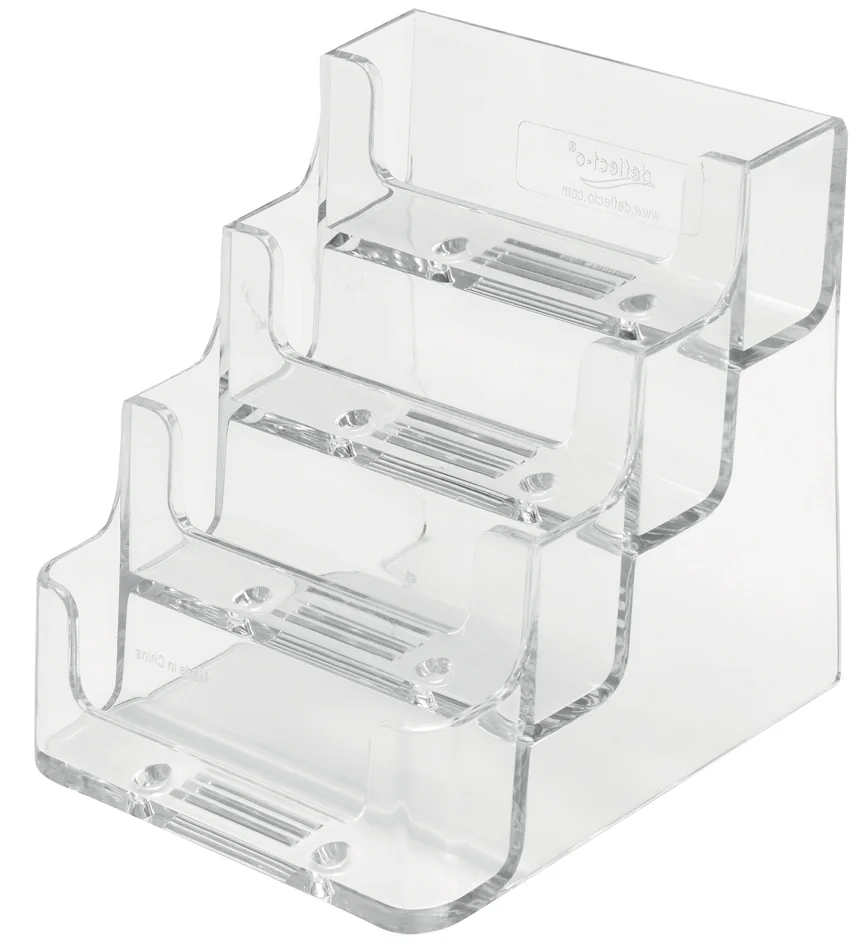deflecto Porte-cartes de visite, 4 compartiments,transparent - OEM 70841