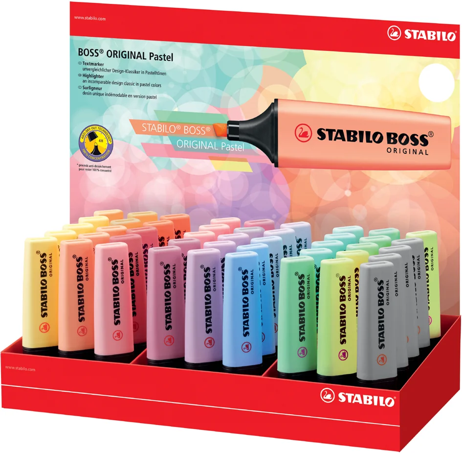 STABILO Surligneur BOSS ORIGINAL Pastel, présentoir de 45 - OEM 70/45-4
