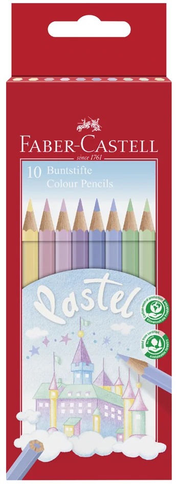 FABER-CASTELL Crayons de couleur COLOUR PASTELL, étui de 10 - OEM 111211