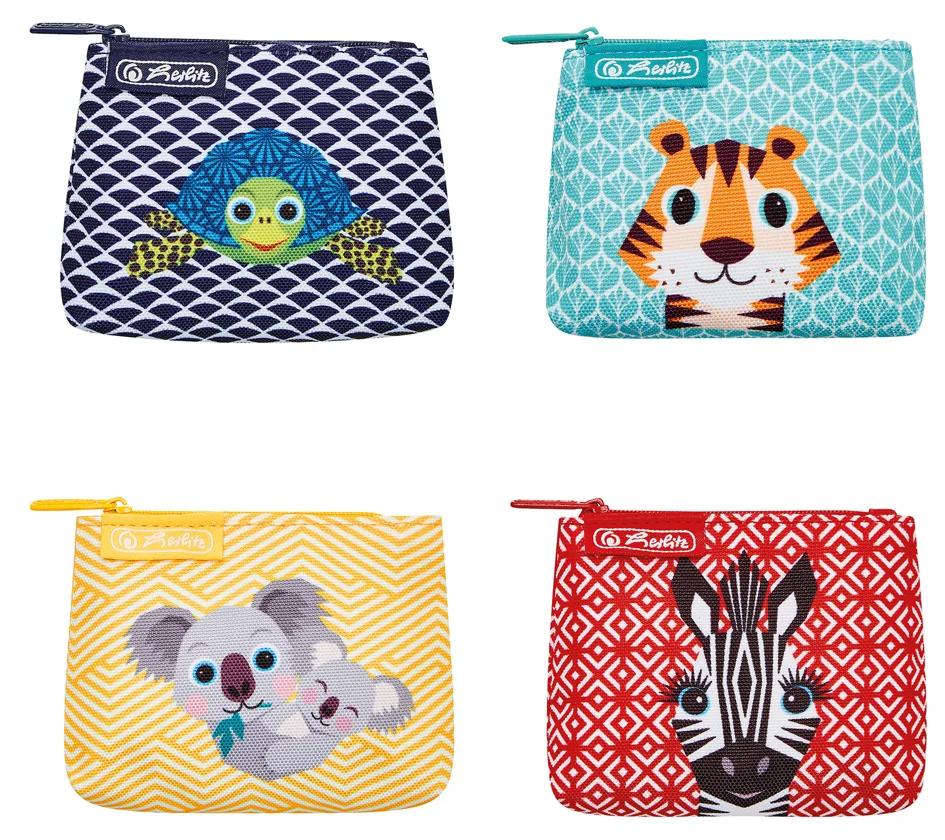 herlitz Porte-monnaie 'Cute Animals', toile - lot de 4 - OEM 300001446