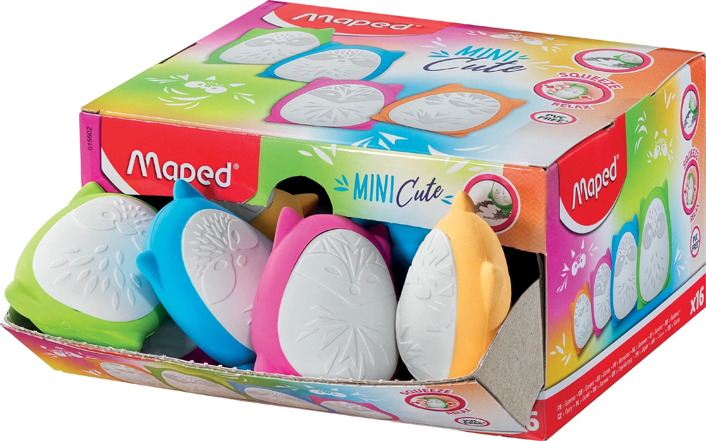 Maped Gomme en plastique SQUEEZE MINI CUTE, présentoir de 16 - lot de 16 - OEM 015502