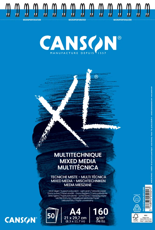 CANSON Bloc de dessin XL MIXED MEDIA, A4 - OEM C31078A034