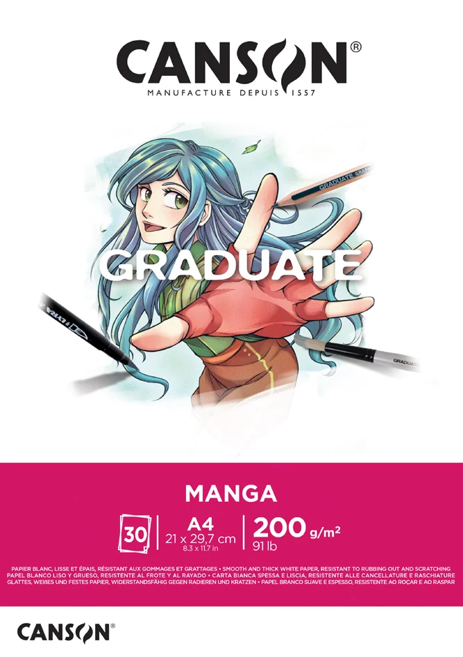 CANSON Bloc de dessin GRADUATE Manga, A4 - OEM C31250P030