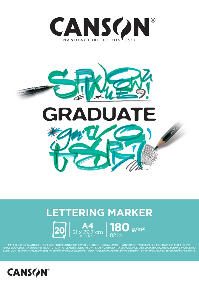 CANSON Bloc de dessin GRADUATE LETTERING MARKER, A4 - OEM C31250P026