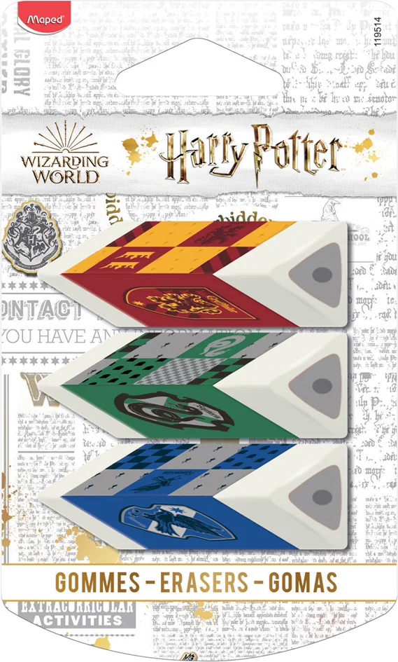 Maped Gomme en plastique Pyramide HARRY POTTER, blister de 3 - OEM 119514