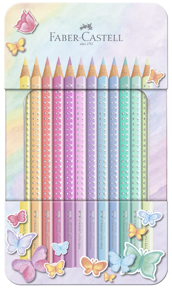 FABER-CASTELL Crayon de couleur SPARKLE PASTEL, étui de 12 - OEM 201910