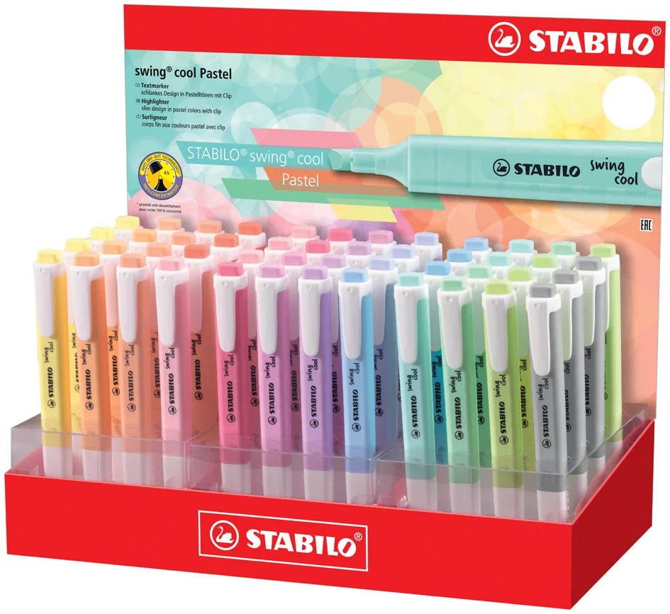 STABILO Surligneur swing cool Pastel, présentoir de 48 - OEM 275/48-8-2