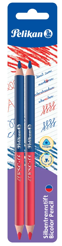 Pelikan Crayon bicolore gros, rouge/blau, carte blister de 2 - OEM 300008949