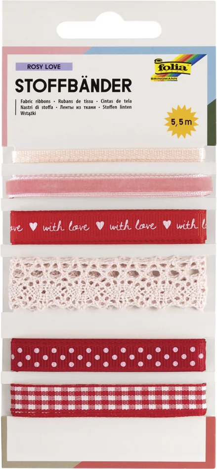 folia Ruban en tissu set 'Rosy Love', longueur totale: 5,5 m - OEM 12021
