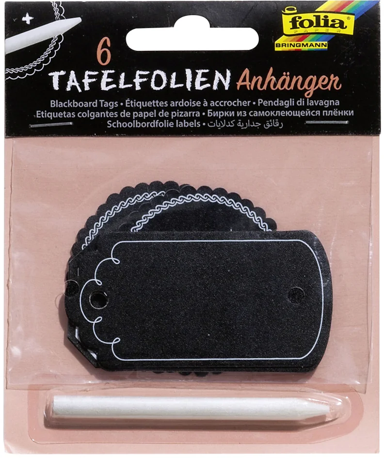 folia Etiquette ardoise à suspendre, stylo inclus, noir - OEM 39101
