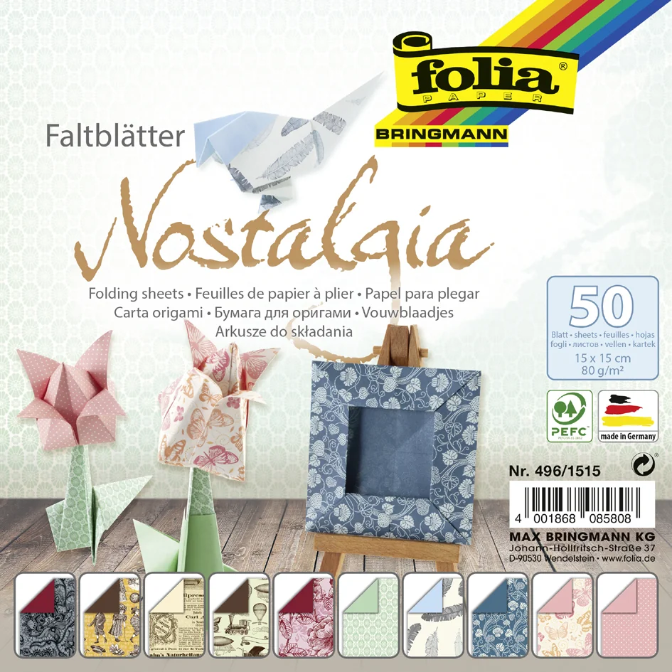 folia Papier à plier 'Nostalgia', 150 x 150 mm, 50 feuilles - OEM 496/1515