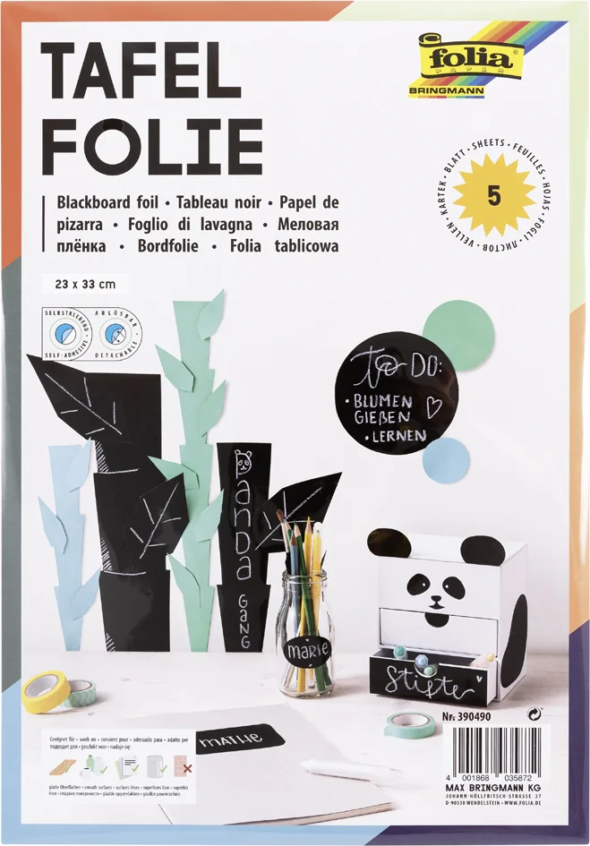 folia Film à tableau noir/ardoise en PVC, 230 x 330 mm, noir - OEM 390490