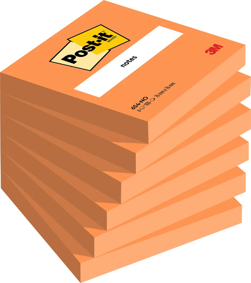 Post-it Bloc-note adhésif, 76 x 76 mm, orange - OEM 654NOR