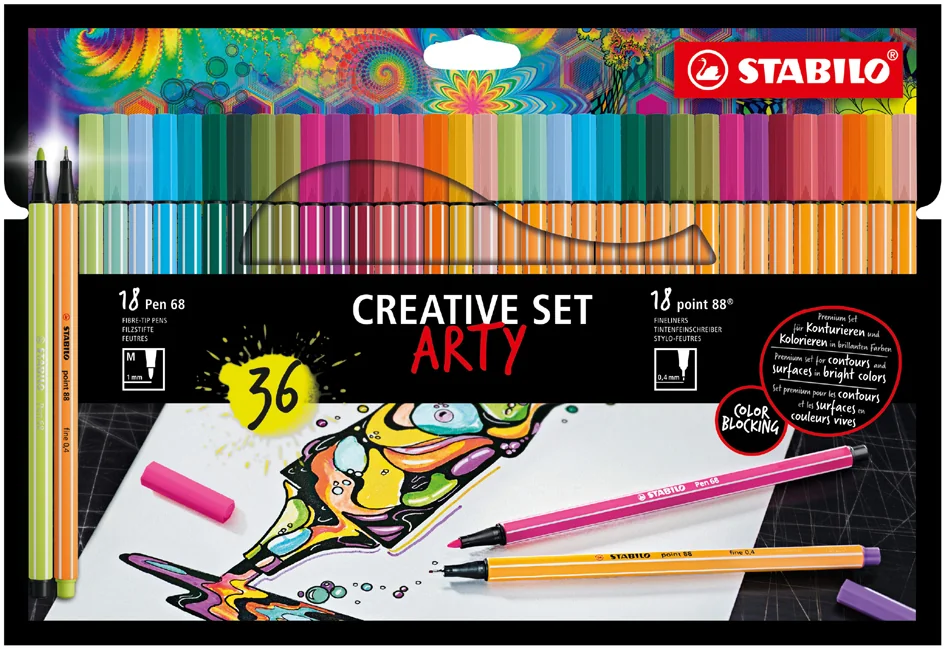 STABILO Set créatif point 88/Pen 68 ARTY, étui carton de 24 - OEM 8868/24-1-20-6
