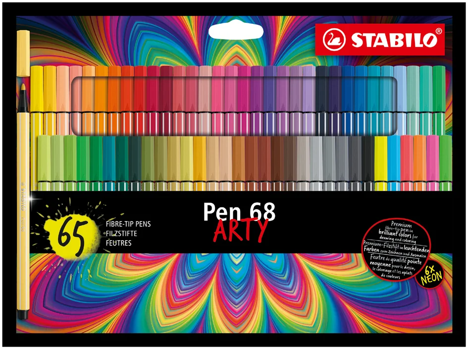 STABILO Feutre de coloriage Pen 68 ARTY, étui carton de 65 - OEM 6865/1-20