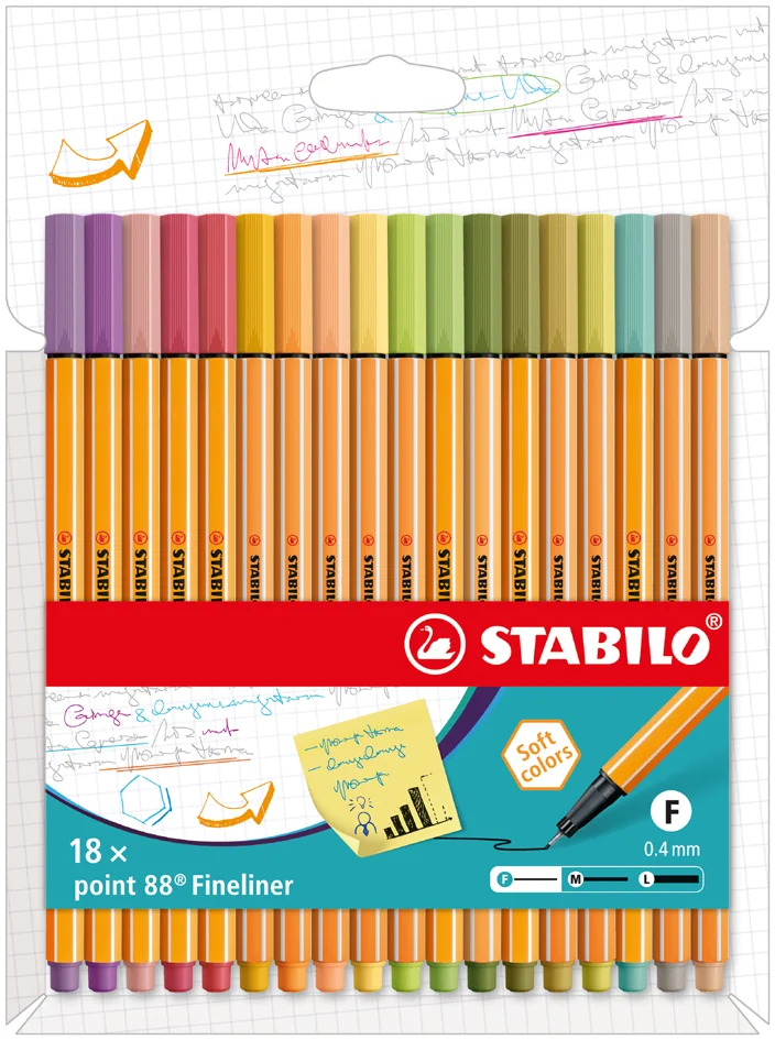 STABILO Feutre à pointe fine point 88, étui carton de 18 - OEM 8818-22 – Image 2