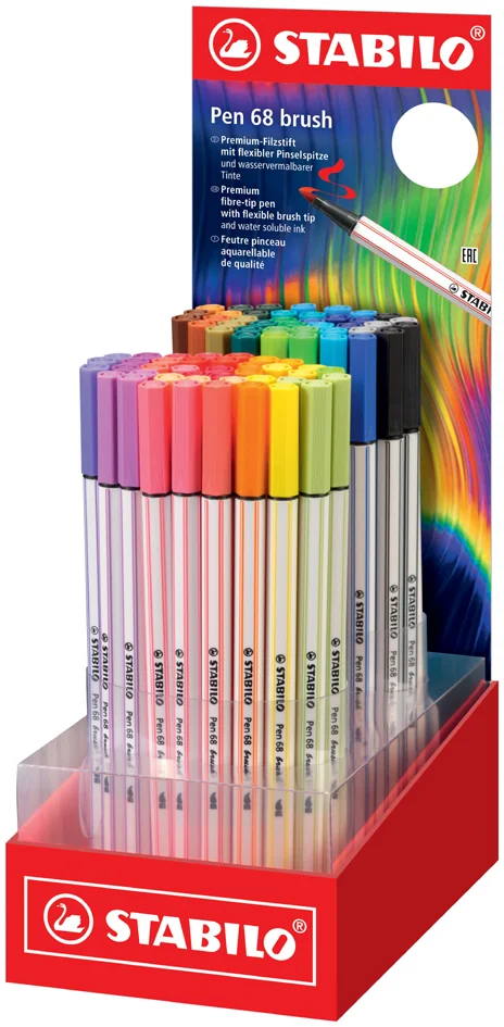 STABILO Feutre pinceau Pen 68 brush ARTY, présentoir de 80 - OEM 568/80-02