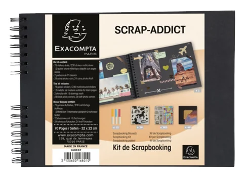 EXACOMPTA Kit de scrapbooking SCRAP ADDICT, noir - OEM 16801E