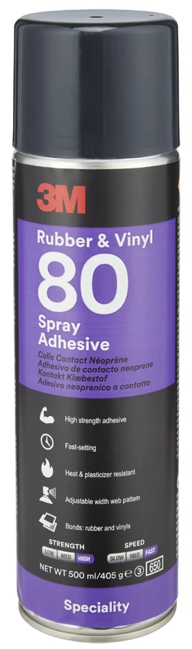 3M Colle aérosol pour caoutchouc & vinyle, 500 ml, jaune - OEM 80