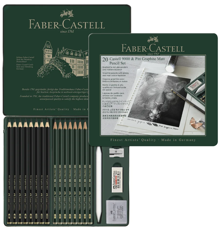 FABER-CASTELL PITT GRAPHITE Set MATT & CASTELL 9000 - OEM 115224