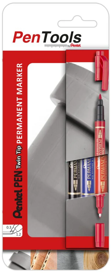 Pentel Marqueur permanent Pen, double pointe, en étui de 3 - OEM N75W-PRO3ABCEU