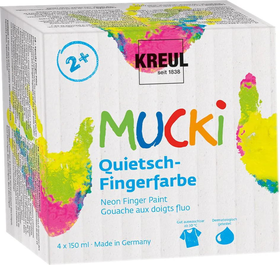 KREUL Gouache aux doigts fluo 'MUCKI', 150 ml, set de 4 - OEM 2317