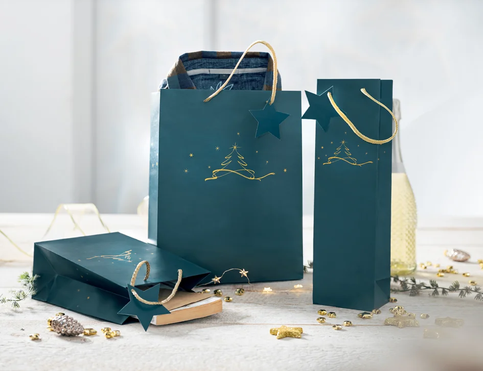 sigel Sac cadeau de Noël 'Christmas tree petrol', grand - OEM GT034